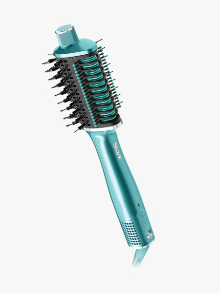 Shark Glossi Blowout Brush in branded component on a light gray background