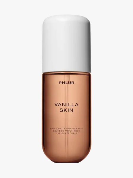 Phlur Mini Vanilla Skin Body & Hair Fragrance Mist in branded components on a light gray background